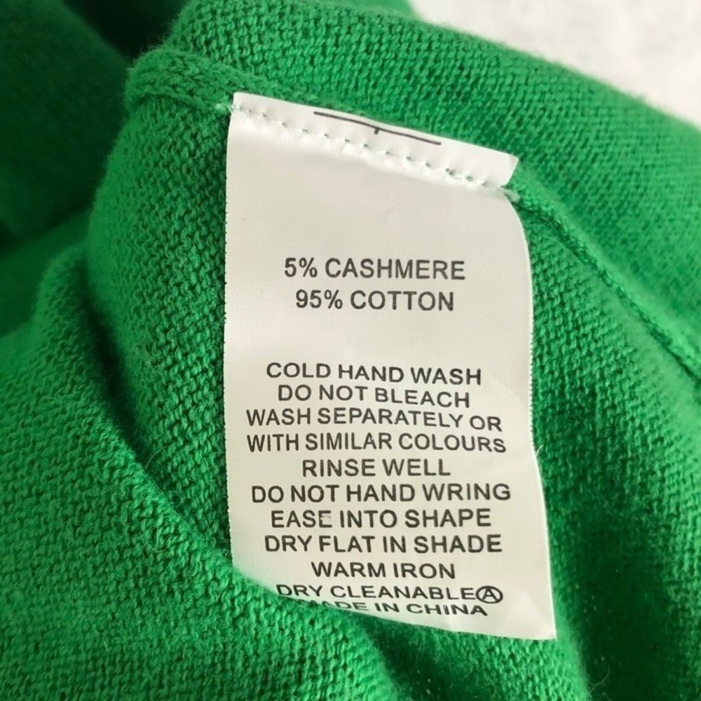 Zaket & Plover Cashmere Cotton Zigzag Intarsia Cardigan Sweater Women's L Green - Picture 5 of 11